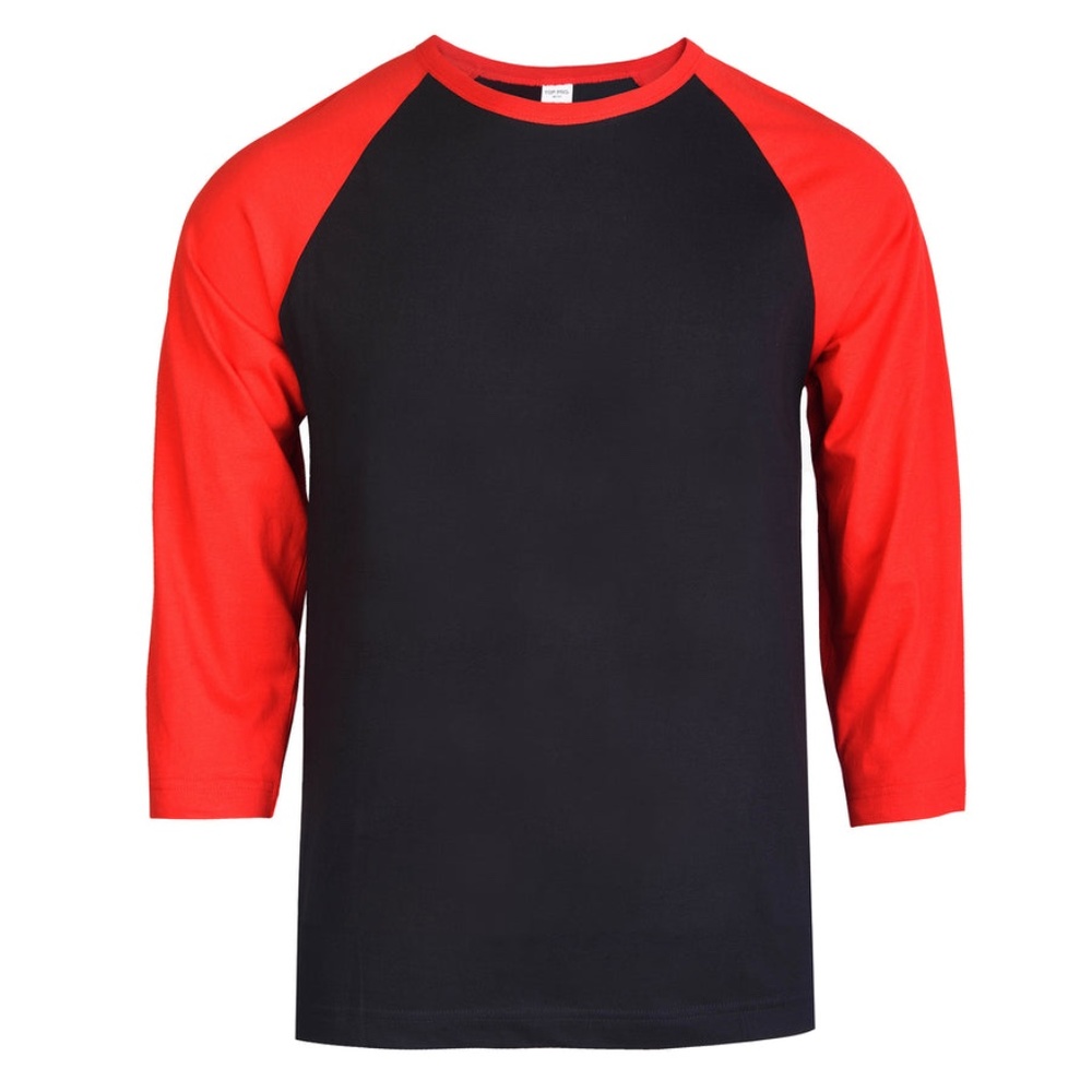 Mens Raglan  Baseball T Shirt 3/4 Sleeve TwoTone Tee Jersey Team Sport Cotton